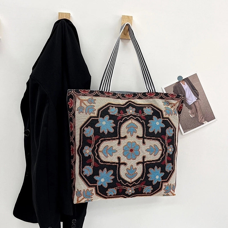 Women's Large All Seasons Nylon Animal Cartoon Cute Square Zipper Tote Bag
