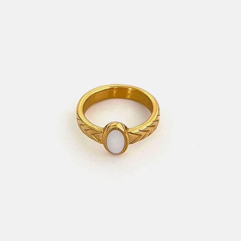 Retro French Style Geometric Heart Shape 316L Stainless Steel  Shell 18K Gold Plated Irregular Rings