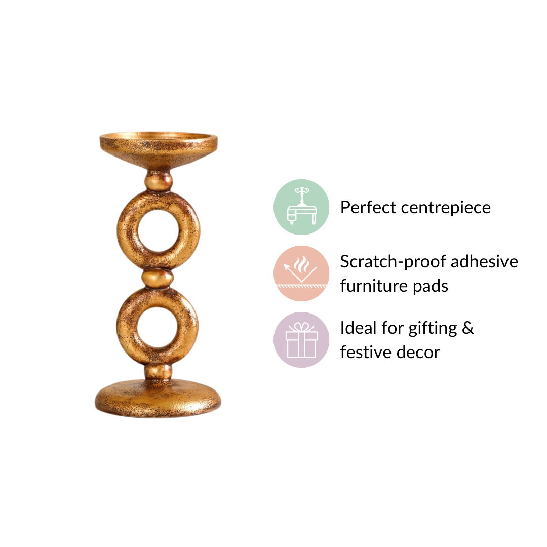 Antique Finish Rings Candle Stand Gold