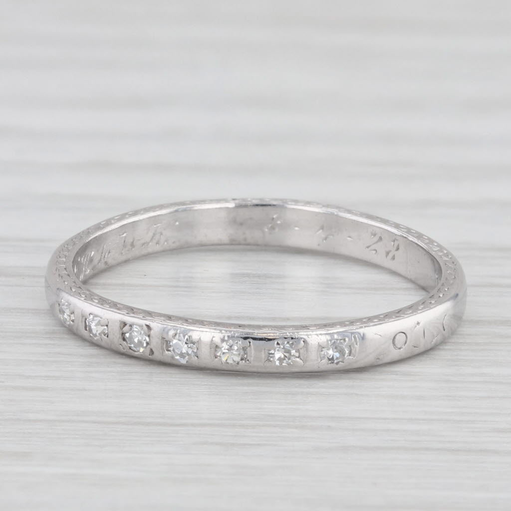 0.10ctw Diamond Wedding Band 18k Gold Size 7.75 Stackable Ring Art Deco 1920s