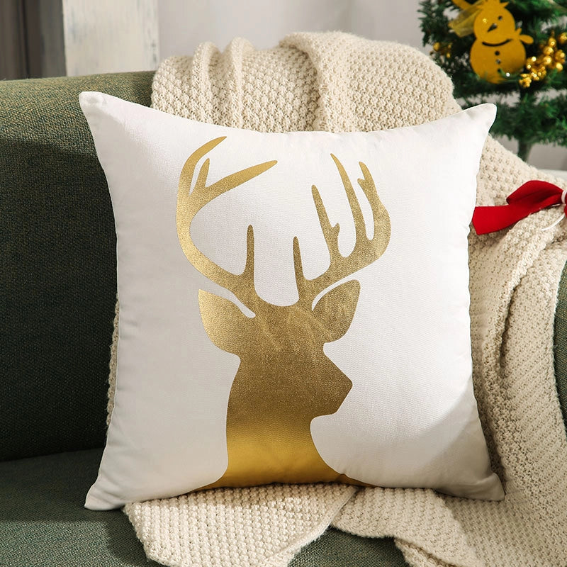 Fashion Christmas Tree Elk Short Plush Pillow Cases