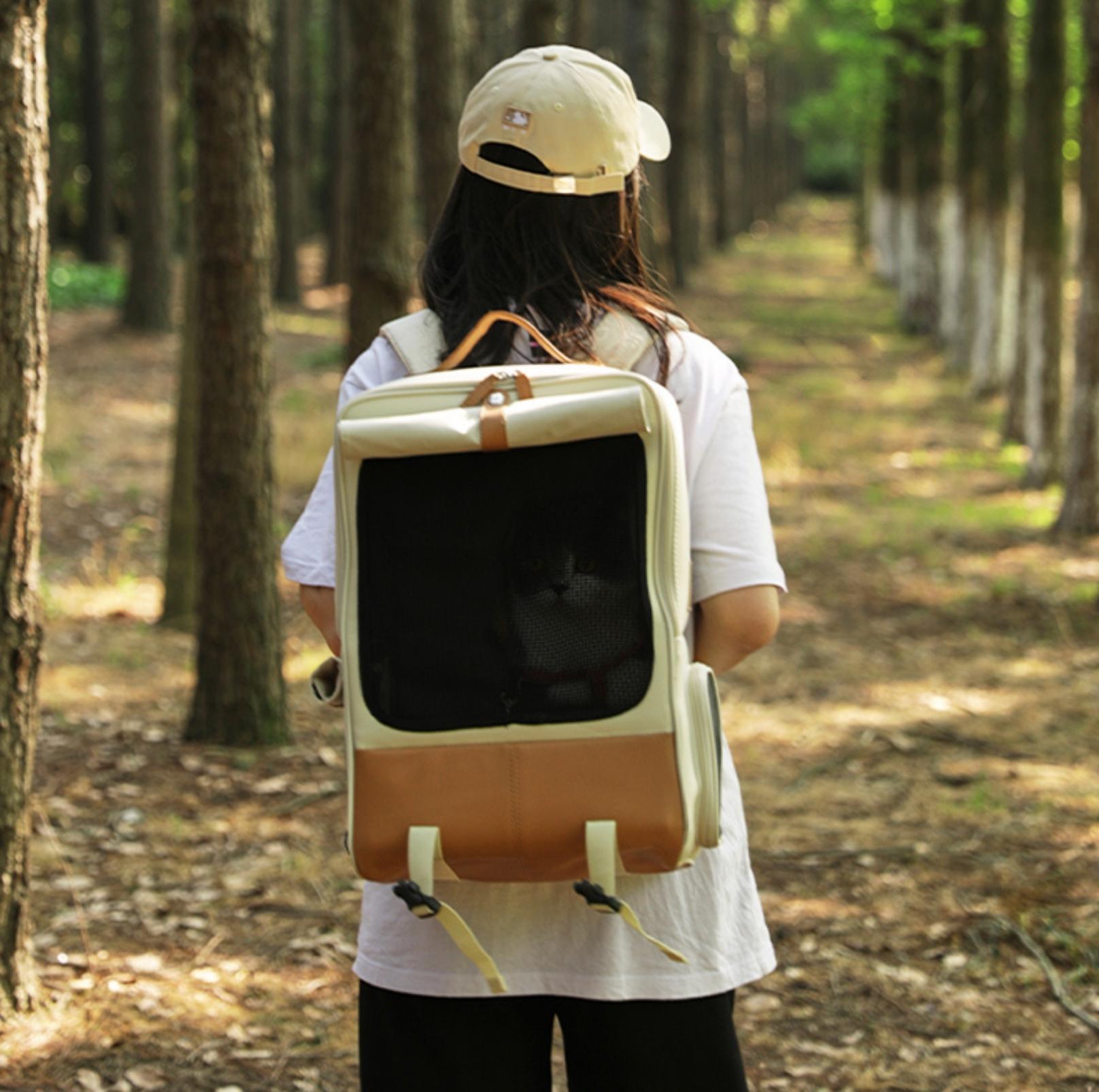 Super Large Foldable Pet Cat Carrier Backpack Bag With Ventilation And Privacy Curtain