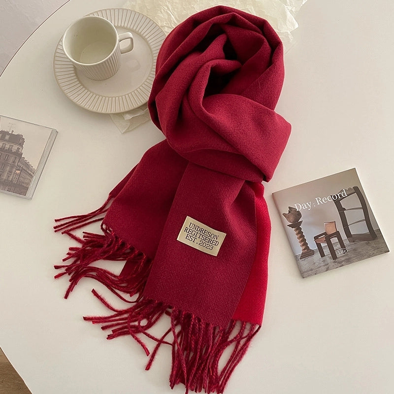 New Scarf Autumn And Winter Popular Color Matching Cashmere High-grade Warm Shawl Student Fashion Scarf Female