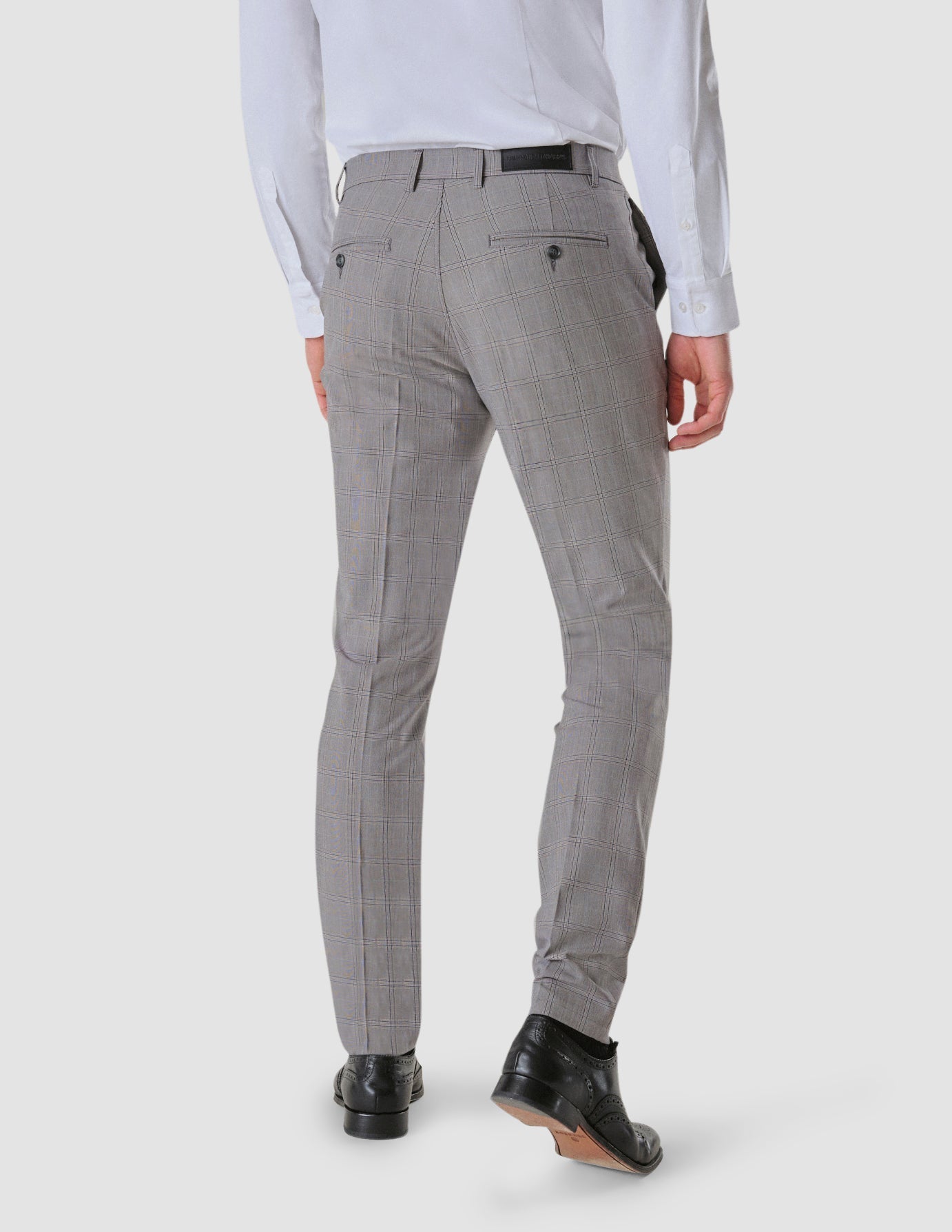 Suit Checked Pants Slim Sterling Grey