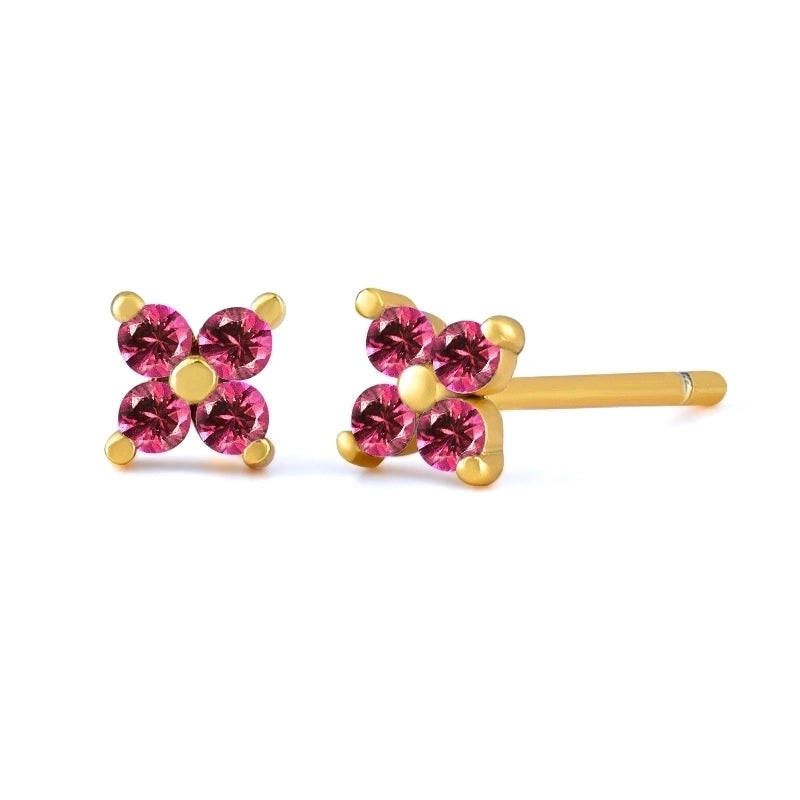 Minimalist Leaf Square Water Droplets Copper Ear Studs Plating Inlay Zircon Copper Earrings