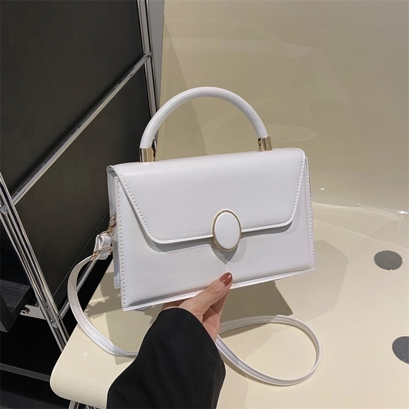 Women's Pu Leather Solid Color Classic Style Flip Cover Handbag