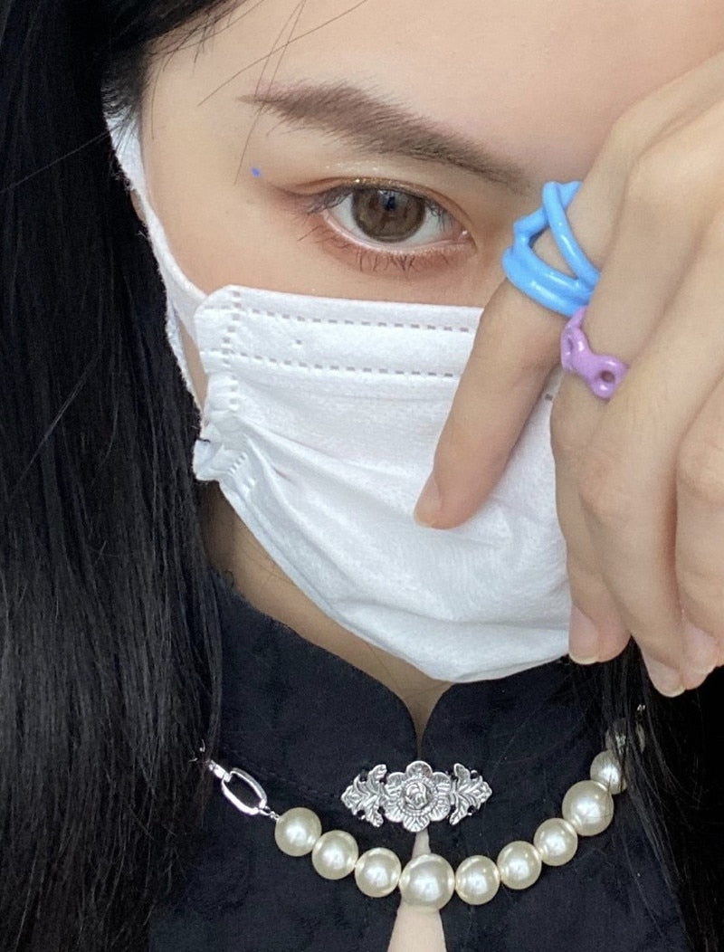 Hand-painted Solid Color Irregular Rings