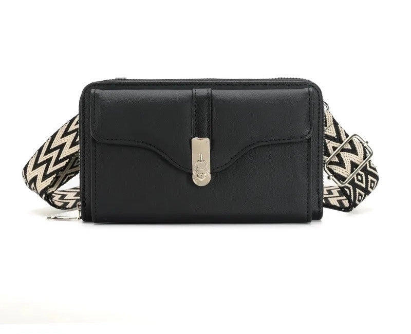 Women's Small Pu Leather Color Block Elegant Flip Cover Square Bag