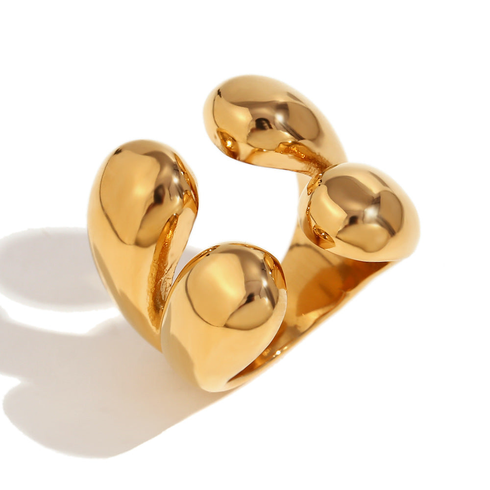 Expressive Fashion Circle Droplet Stainless Steel 18K Gold Plated Rings