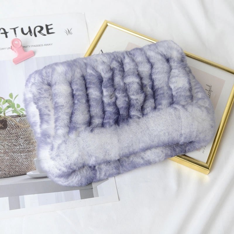 Rex Rabbit Hair Knitted Neck Neck Women's Winter Thickened Encryption Warm Fur Scarf High Elastic Headgear Headband