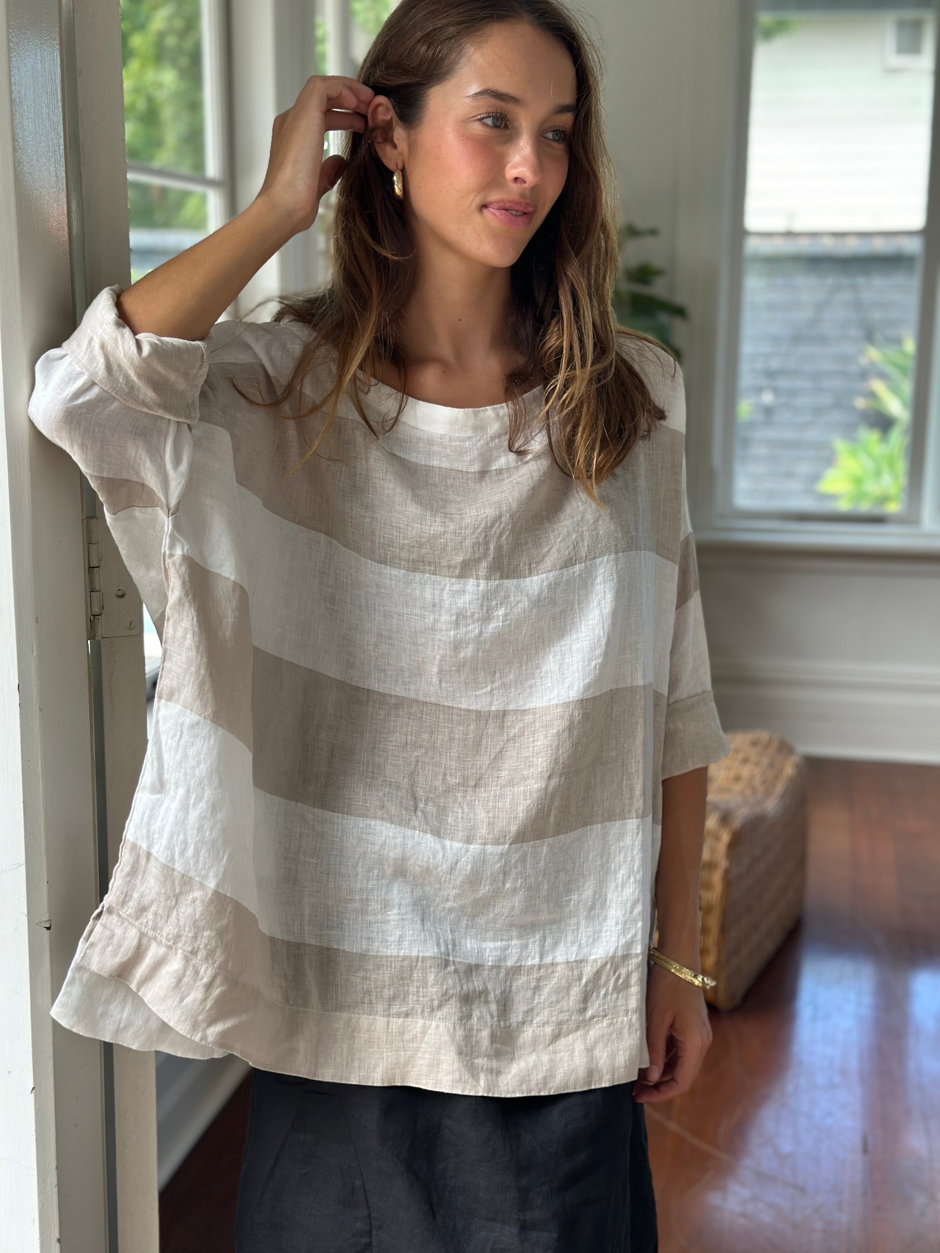 avril top - big natural stripe