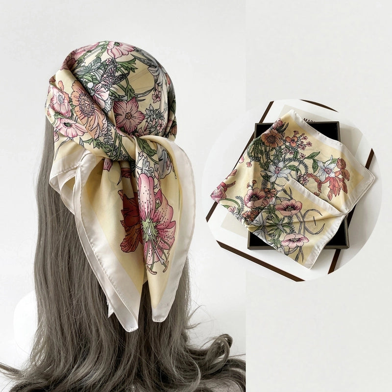 Women's Casual Flower Satin Printing Bandanas