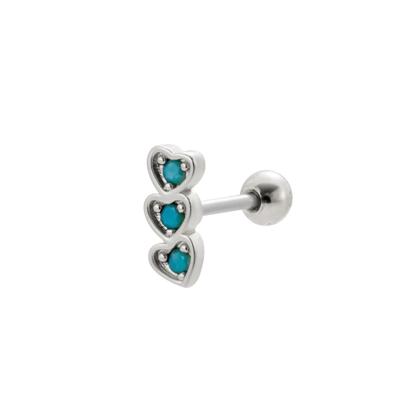 1 Piece Ear Cartilage Rings & Studs Sweet Heart Shape Flower 316L Stainless Steel  Copper Plating Inlay Zircon