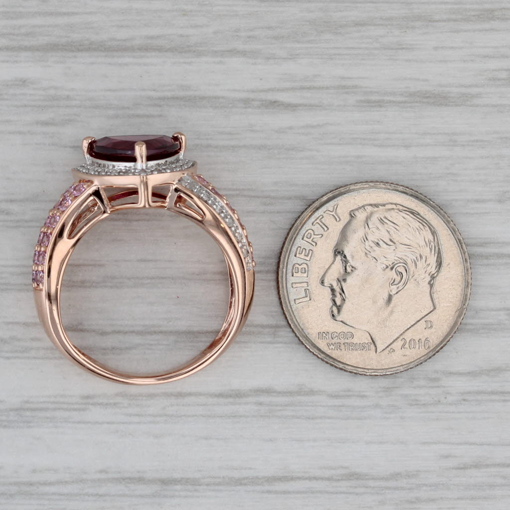 2.39ctw Garnet Pink Sapphire Diamond Halo Ring 10k Rose Gold Size 5