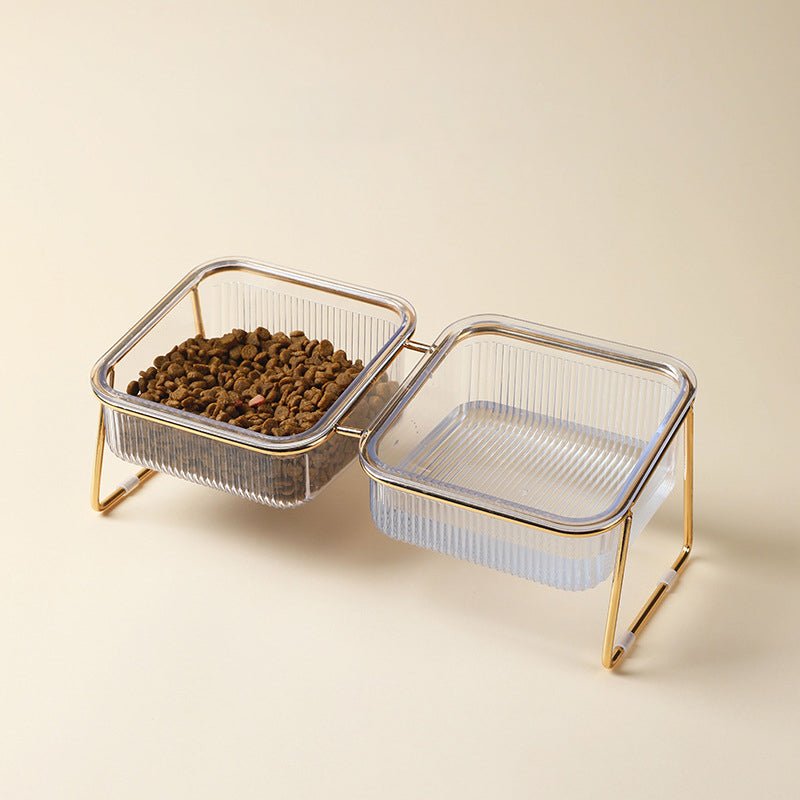 Eva Clear Double Pet Bowl in Gold