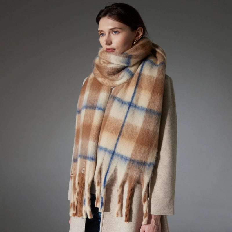 Women's Casual Lattice Polyester Tassel Scarf