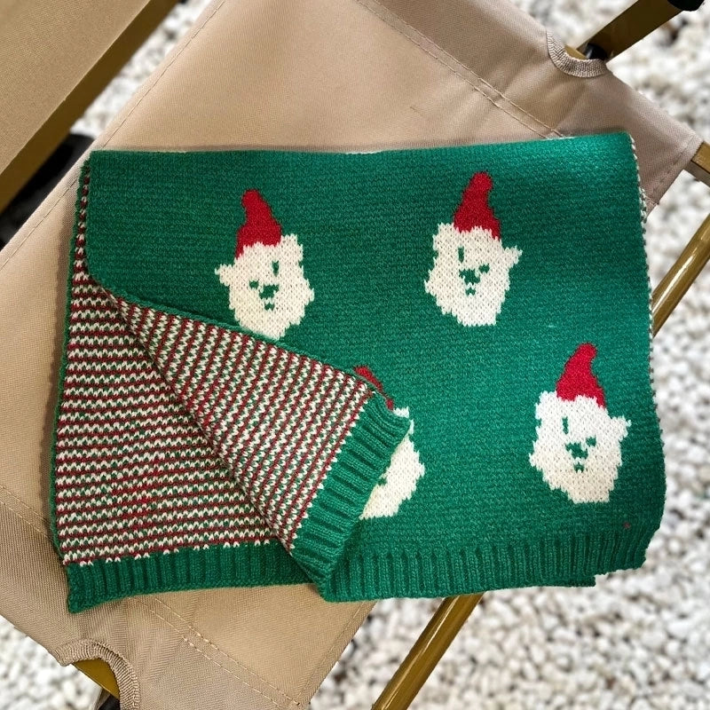 Women's Christmas Sweet Christmas Tree Santa Claus Elk Acrylic Scarf