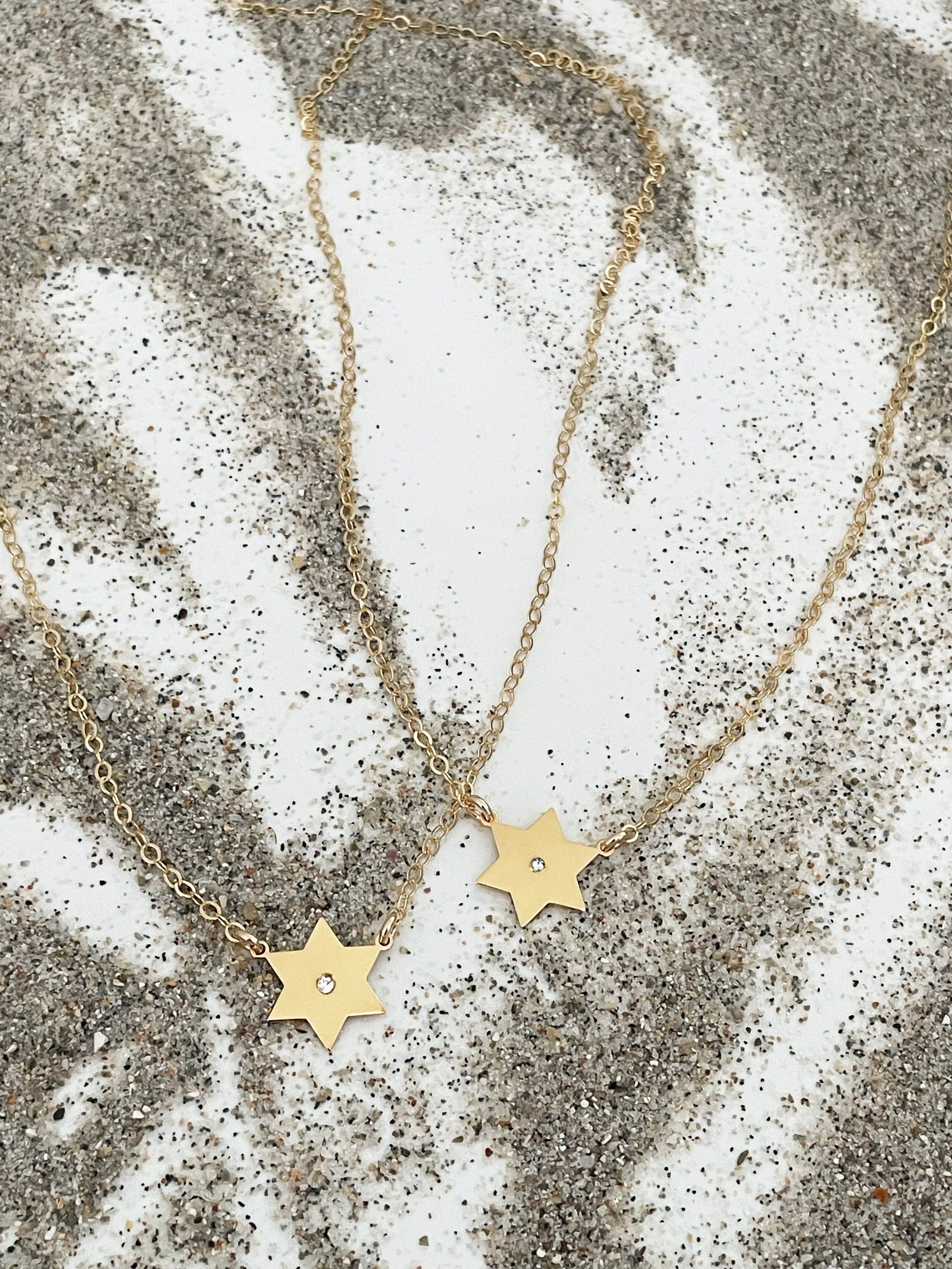 Golda Star of David Diamond Necklace - Sterling Silver. Gold Plated or Two-Tone