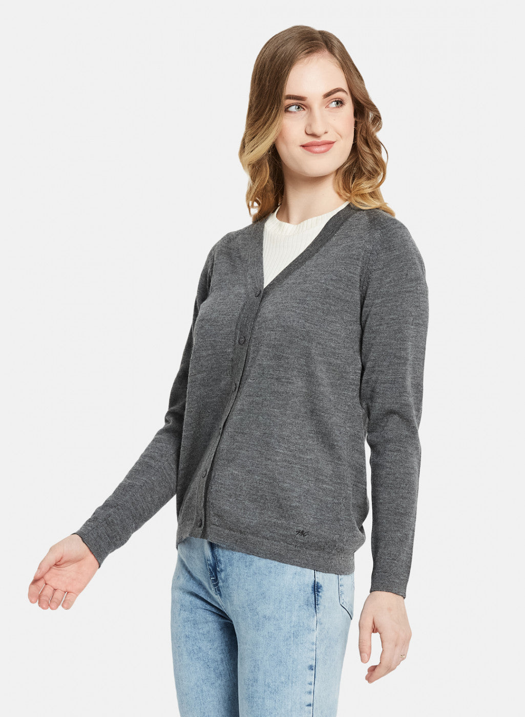 Women Grey Solid Cardigan