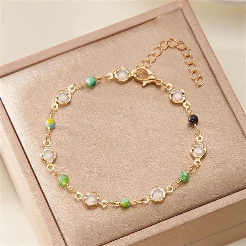 Style Jewelry Suit Fashion Women's High-Grade Love Heart Flowers Beaded Necklace Girl's Small Flower Choker Clavicle Chain