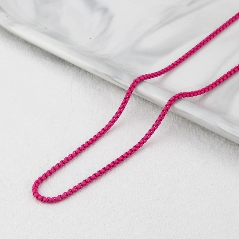 Casual Minimalist Solid Color Titanium Steel Stoving Varnish Necklace