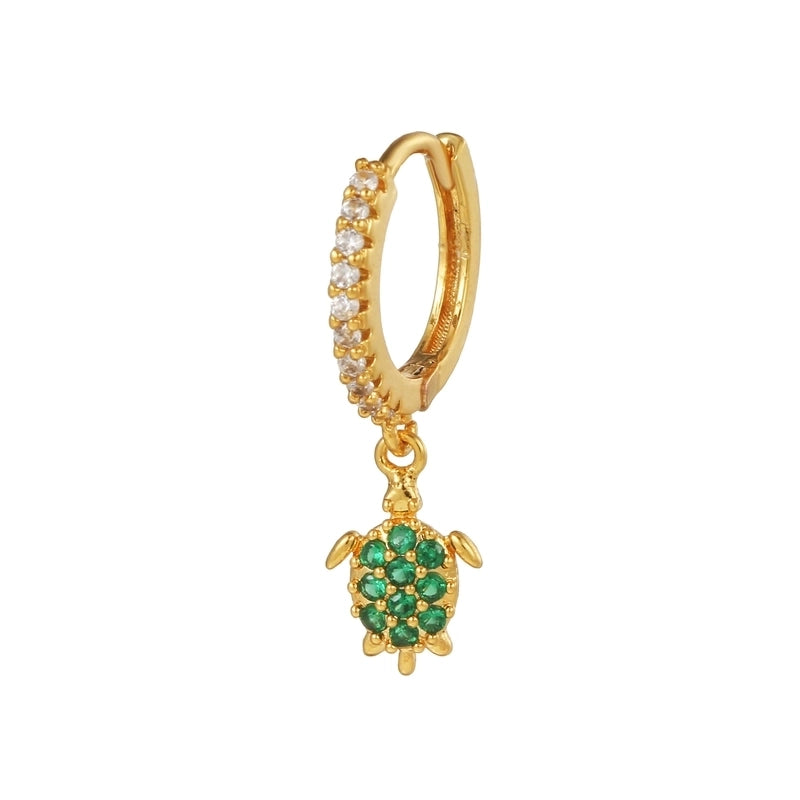 1 Piece Fashion Animal Star Moon Inlaid Zircon Copper Zircon 18K Gold Plated Earrings