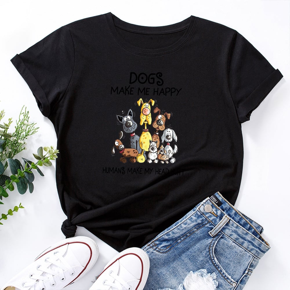 Dogs Make Me Happy T-shirt🔥(Buy 3PCS and Get 3rd for Free )🔥