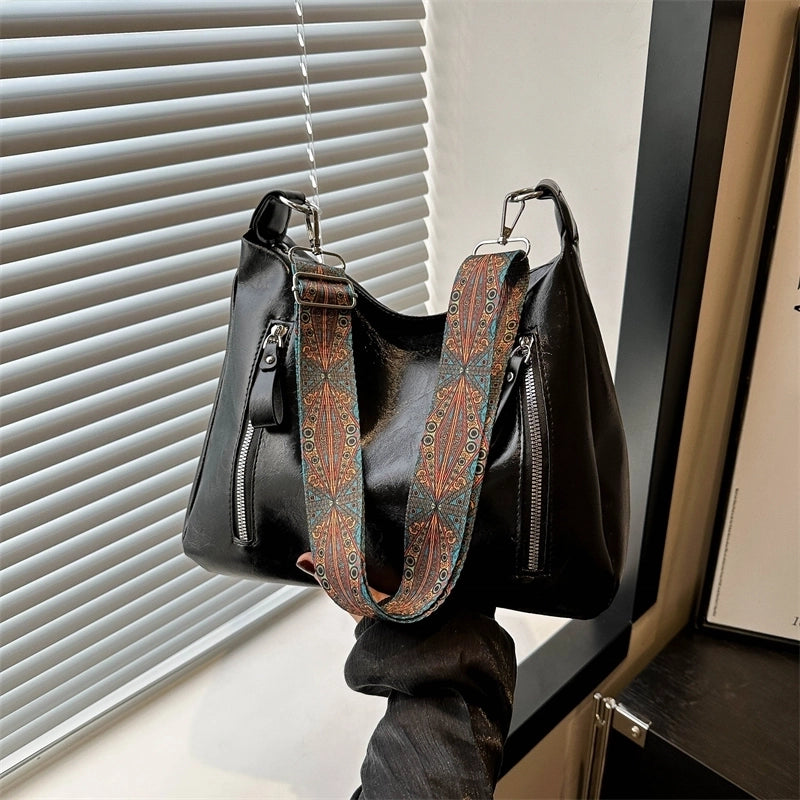 Women's Classic Style Solid Color Pu Leather Shopping Bags