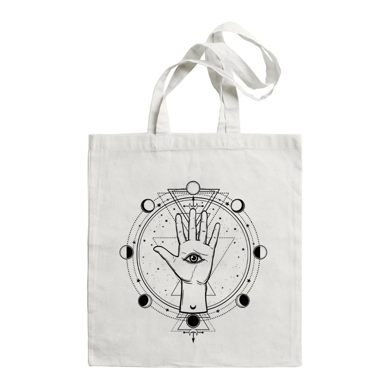 Unisex Large Canvas Devil's Eye Streetwear Square Open Tote Bag