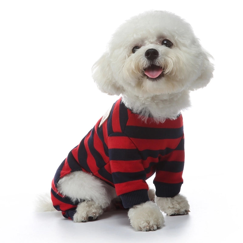 British Style Pet Striped Four-leg Pajamas