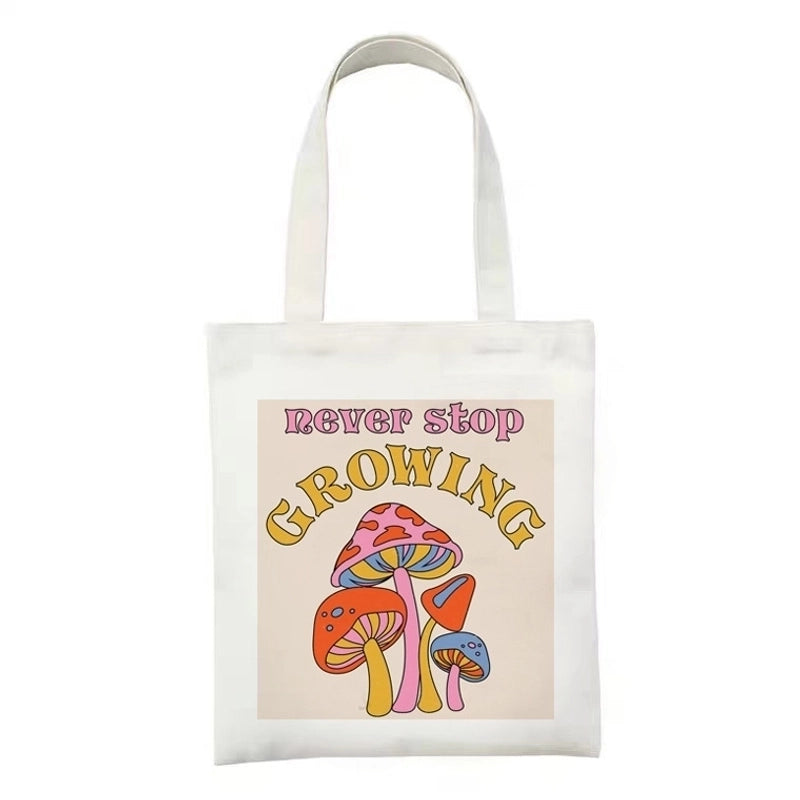 Women's Minimalist Flower Mushroom Shopping Bags
