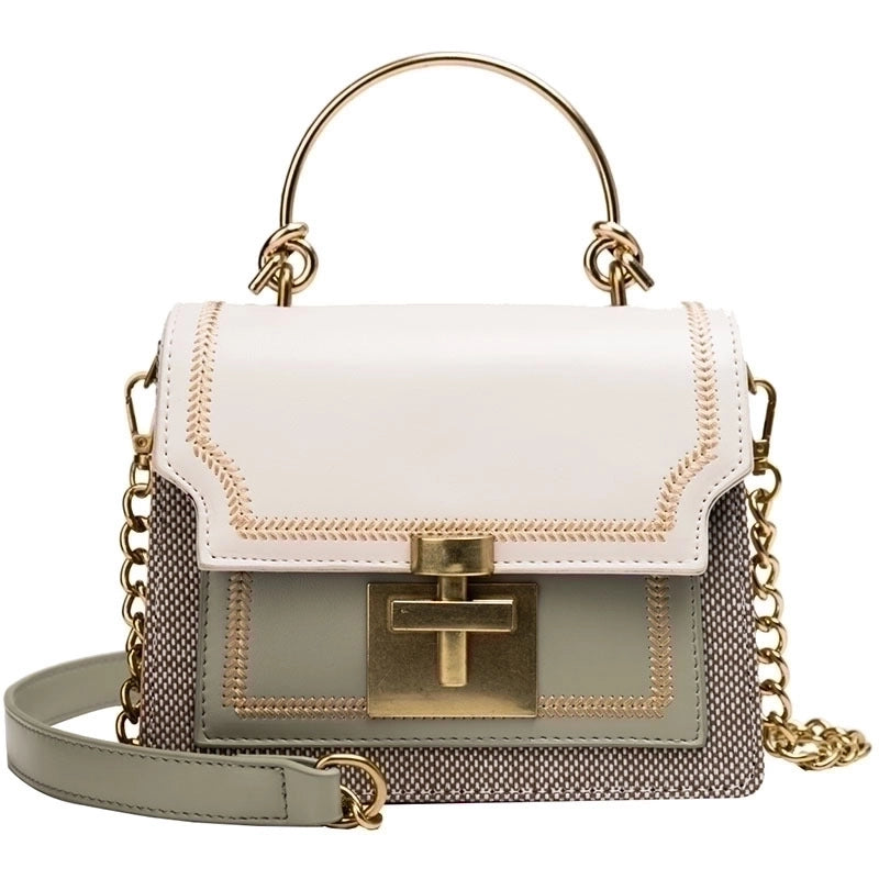 Women's All Seasons Pu Leather Color Block Streetwear Square Lock Clasp Square Bag