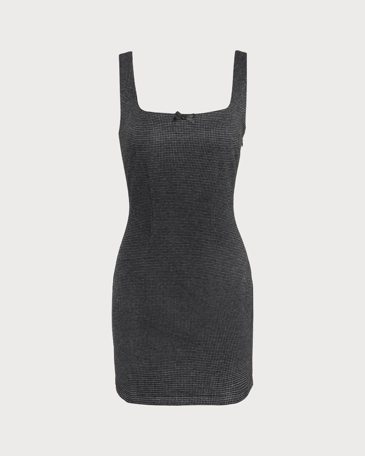 The Black Square Neck Sleeveless Mini Dress