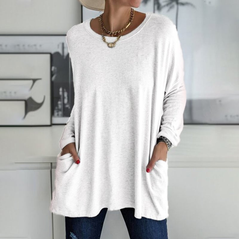 HOT SALE -49% OFF🎄Round Neck Long Sleeve Pocket Solid T-Shirt