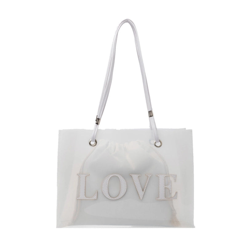 Women's Large PVC Letter Streetwear Square Open Tote Bag