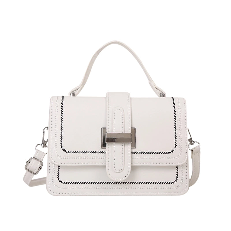 Women's Pu Leather Solid Color Fashion Square Flip Cover Handbag