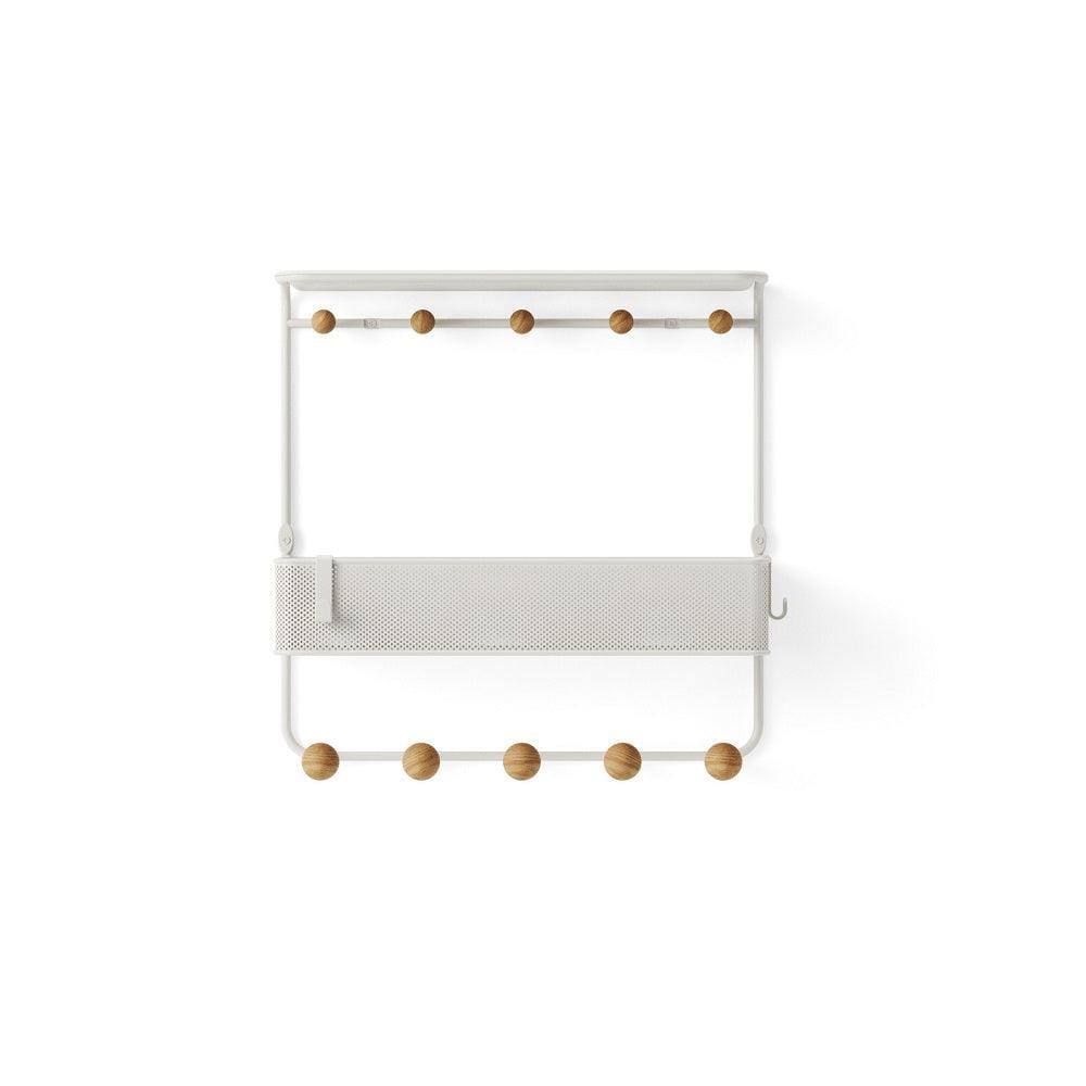 Estique Wall Shelf With Hooks - White