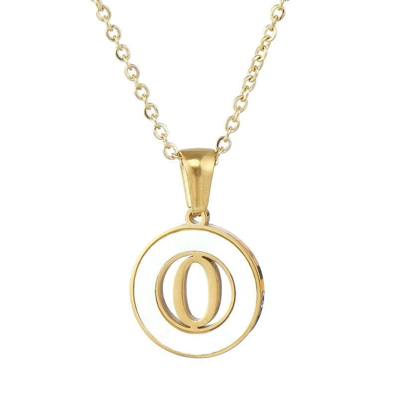 Minimalist Letter Stainless Steel Pendant Necklace Plating Hollow Out Shell Stainless Steel Necklaces