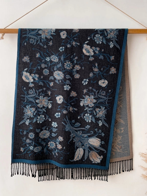 New Ethnic Style Vintage Tassel Shawl Autumn And Winter External Dual-Use Scarf Women's Travel Vacation Photo Cape