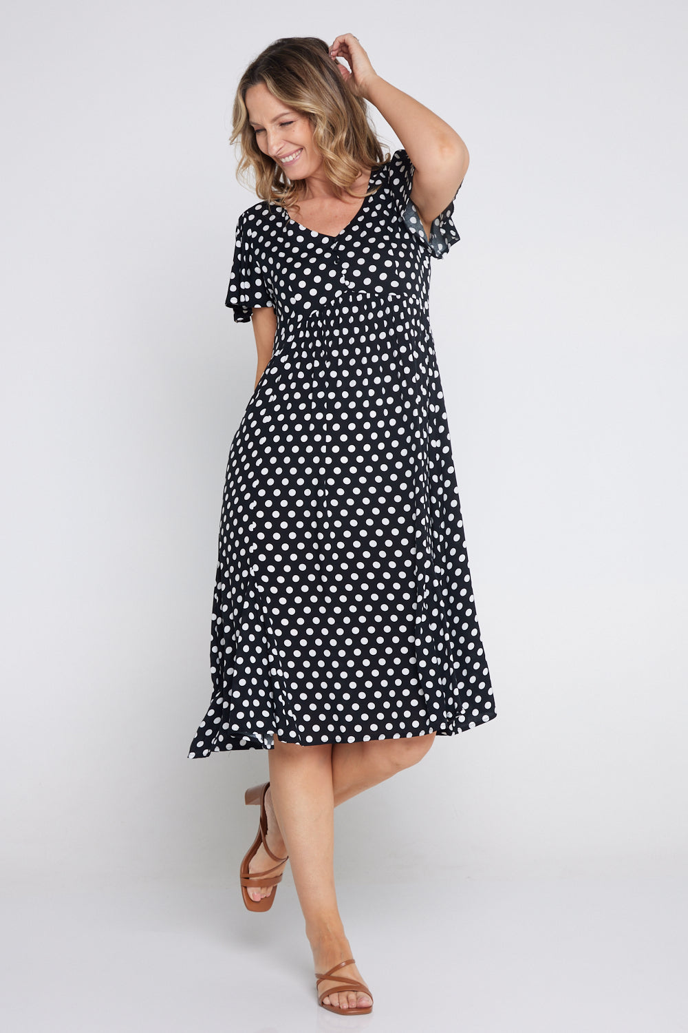 Brighton Dress - Black/White Spot