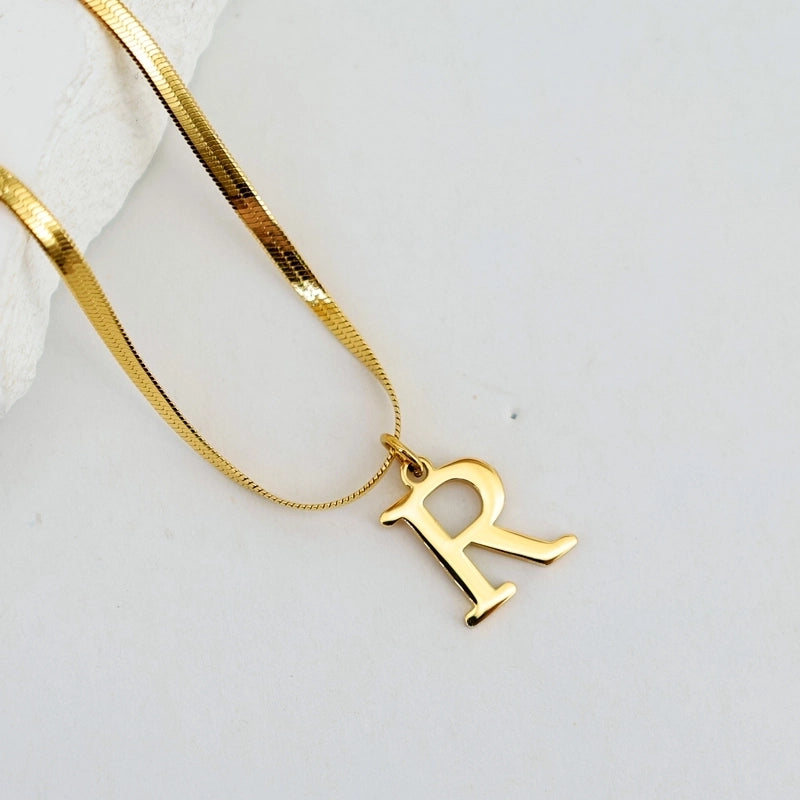 304 Stainless Steel 18K Gold Plated Luxurious Commute Letter Pendant Necklace