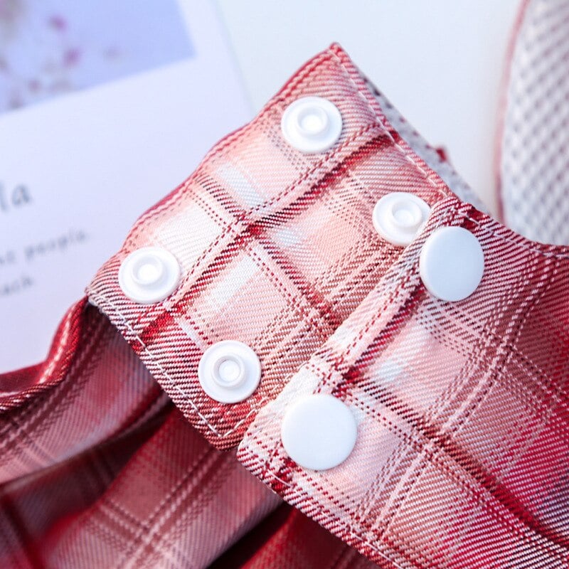 Plaid Pattern Dog Harness Dress