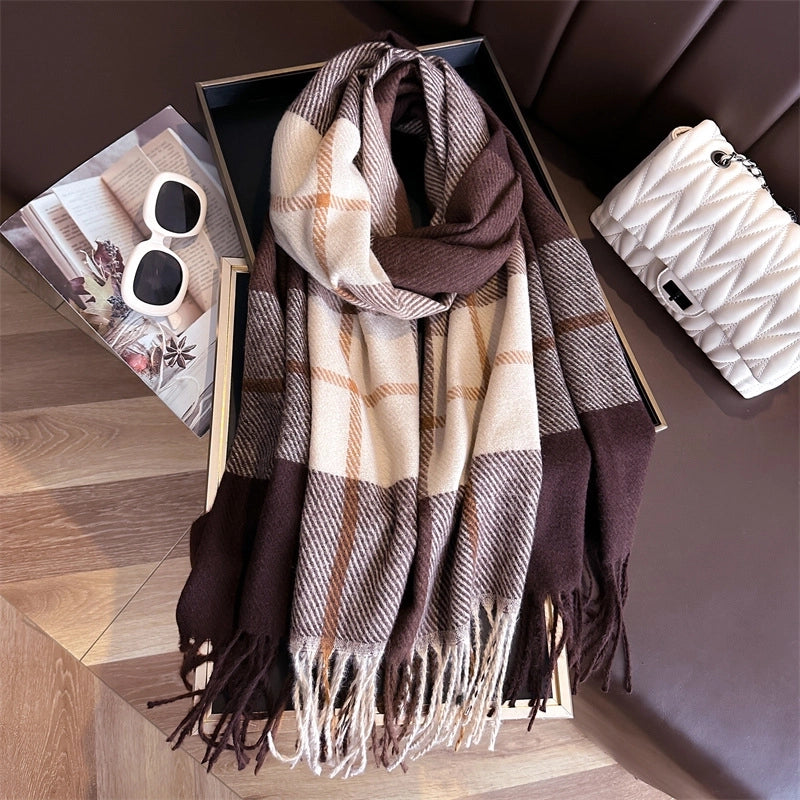 Unisex Business Basic Minimalist Tassel Imitation Cashmere Polyester Scarf