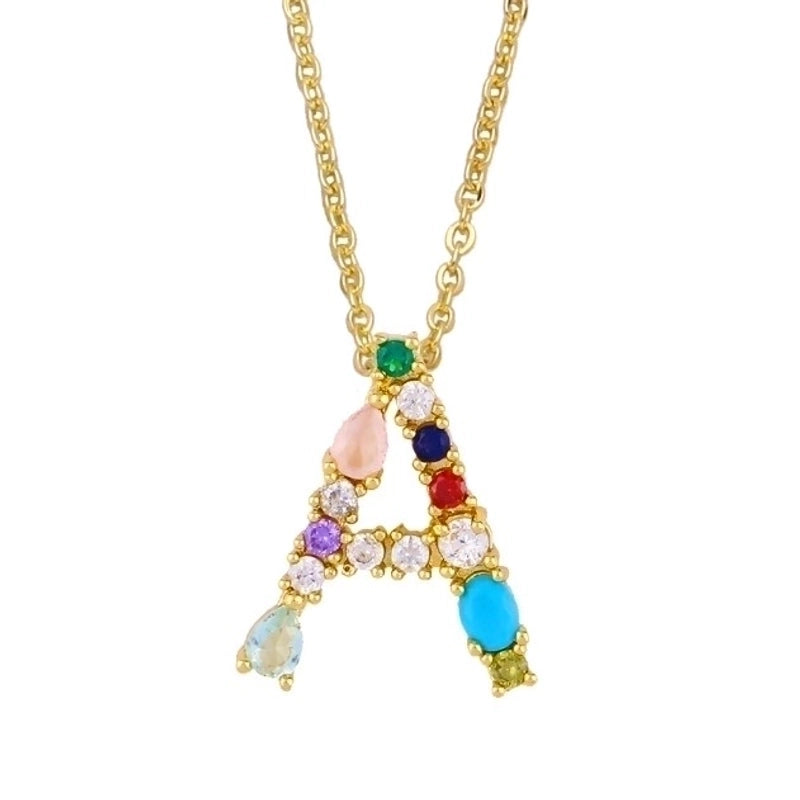 Copper Inlaid Zircon Letter Necklace