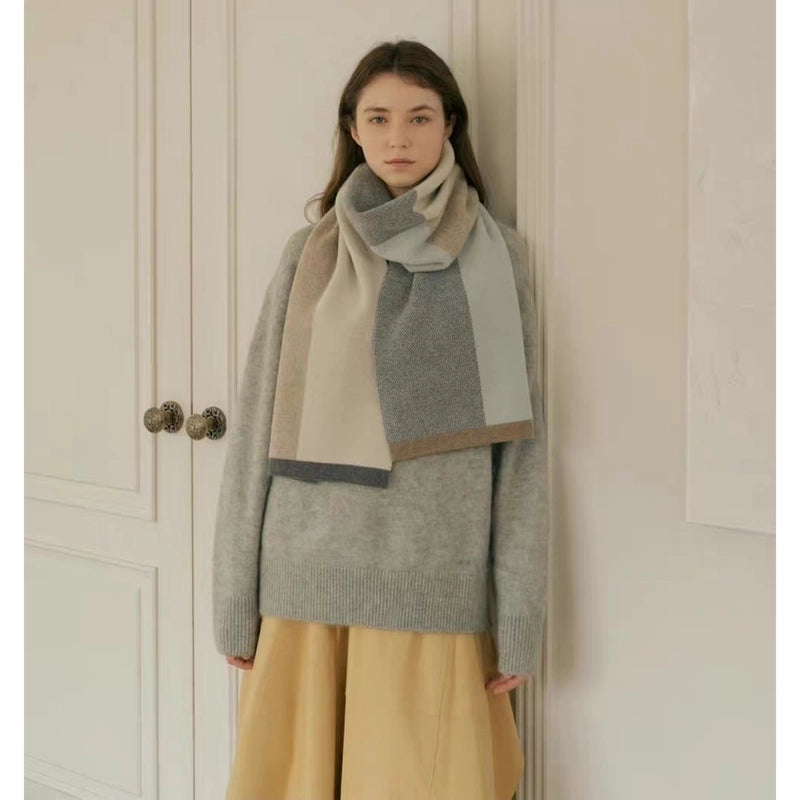 Women's Business Basic Color Block Artificial Wool Scarf