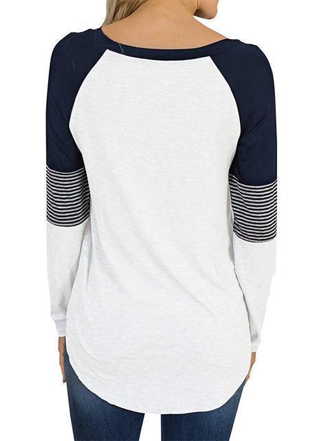 Striped Color Block Casual Tunic Tops