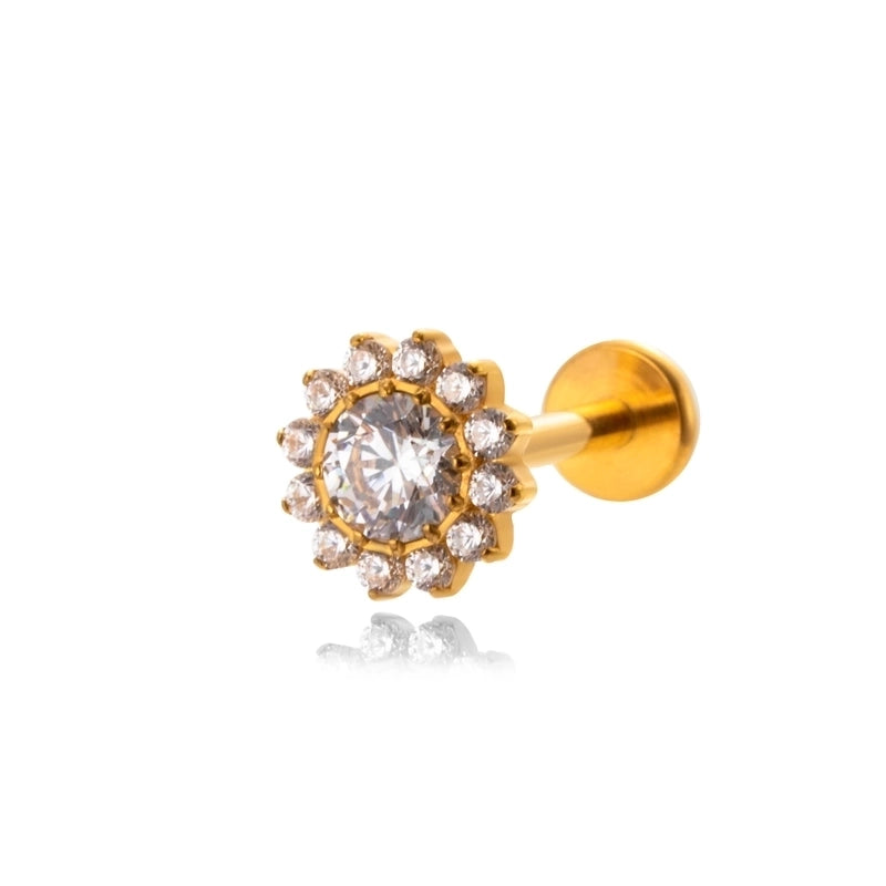 1 Piece Ear Cartilage Rings & Studs IG Style Vintage Style Geometric Flower Bow Knot Pure Titanium Plating Inlay Zircon