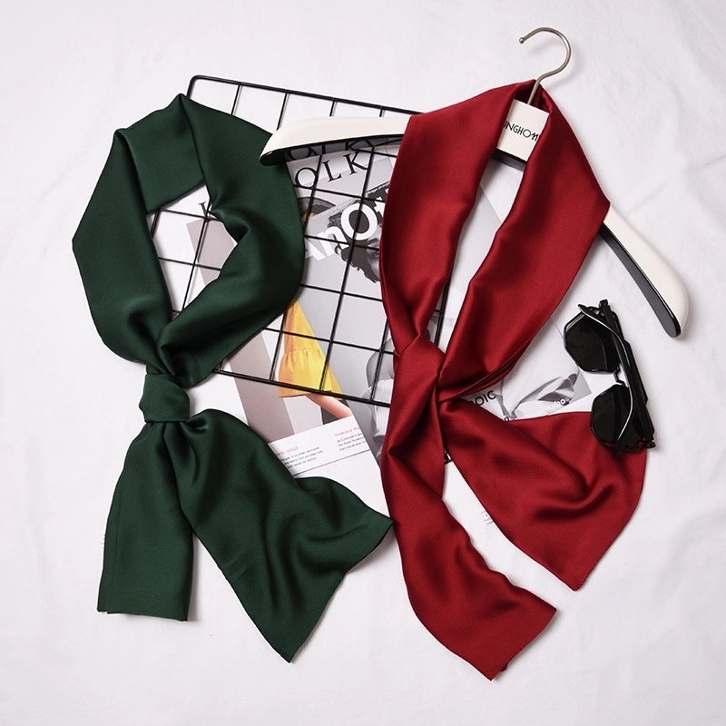 Women's Sweet Solid Color Satin Silk Scarf