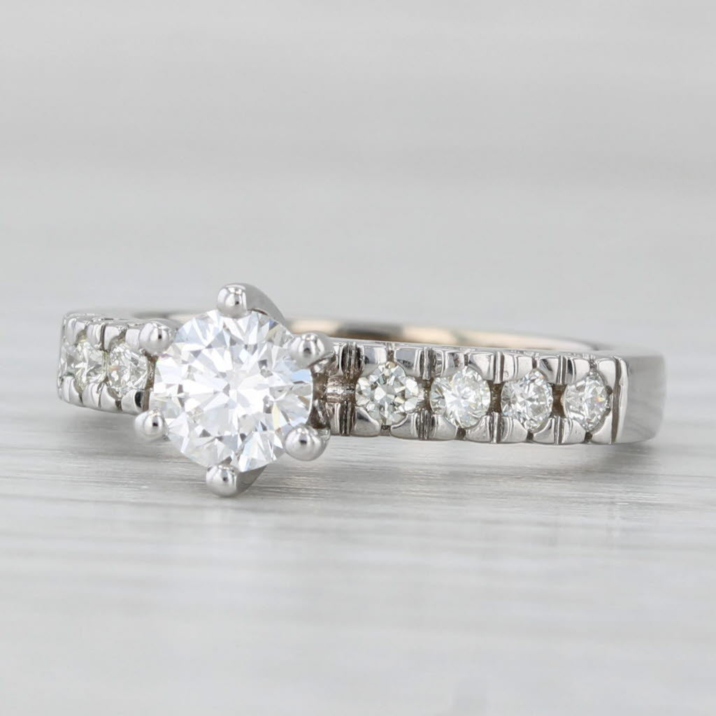 0.75ctw Round Diamond Engagement Ring 14k White Gold Size 5 VS2