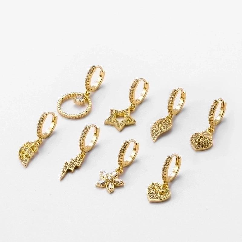 1 Piece Fashion Leaves Heart Shape Plating Inlay Copper Zircon Ear Studs